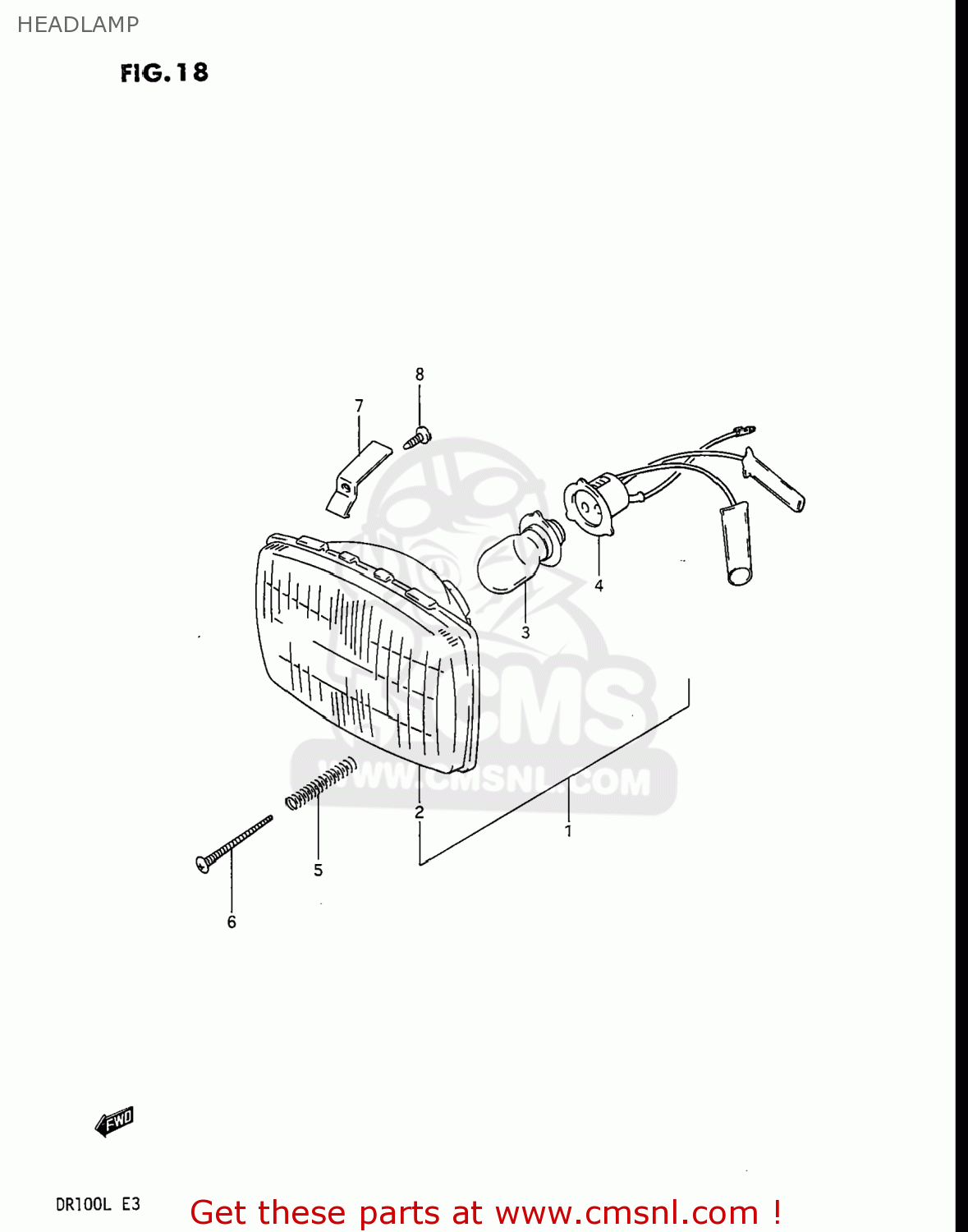 HEADLAMP DR100 1985 (F) USA (E03)