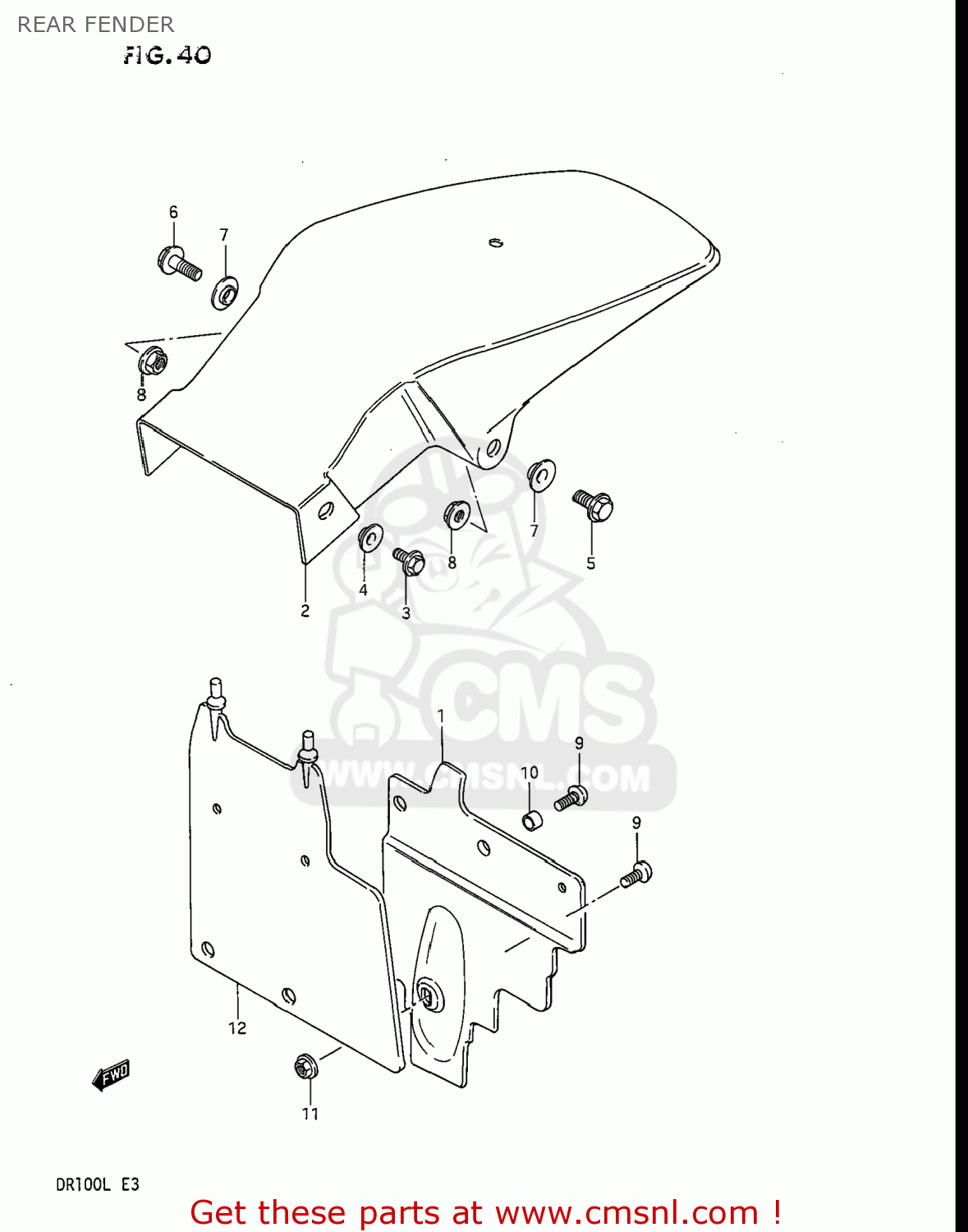 REAR FENDER DR100 1985 (F) USA (E03)