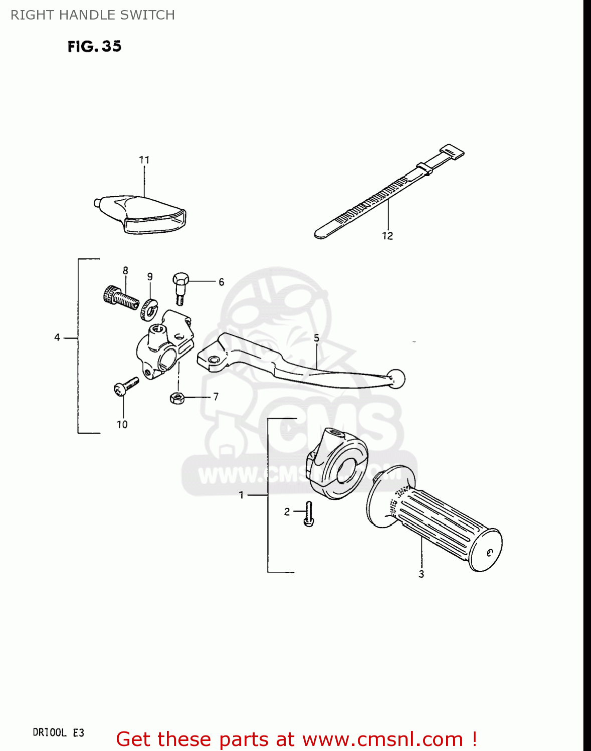 RIGHT HANDLE SWITCH DR100 1985 (F) USA (E03)