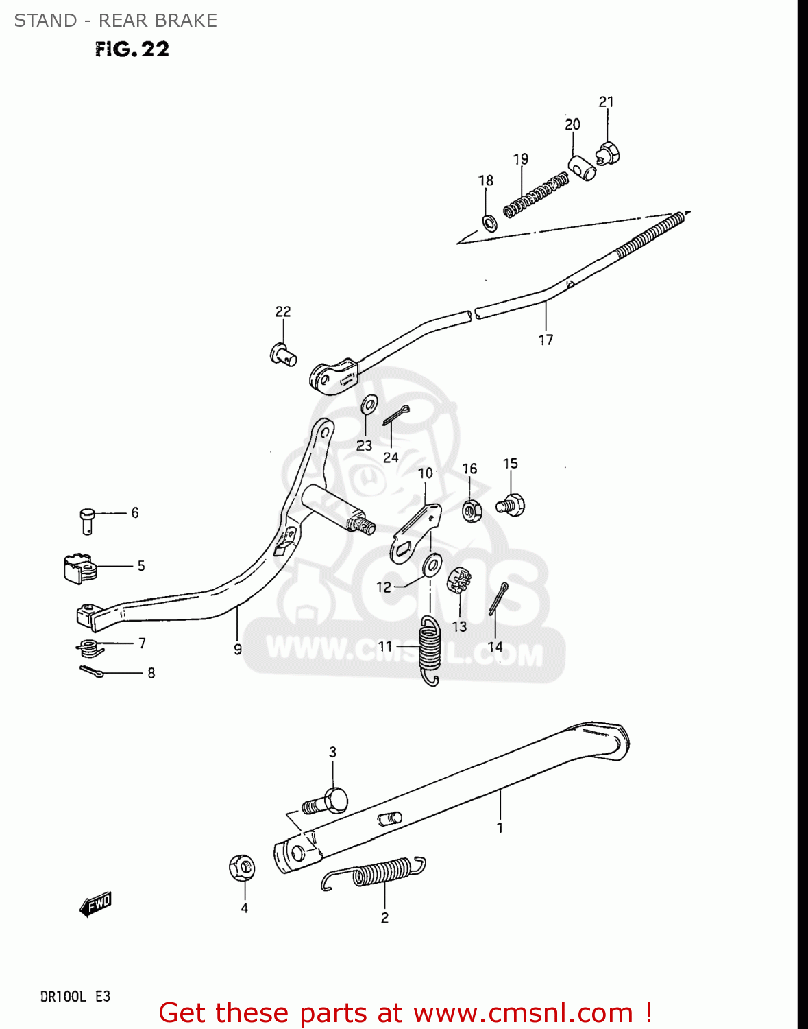 STAND - REAR BRAKE DR100 1986 (G) USA (E03)