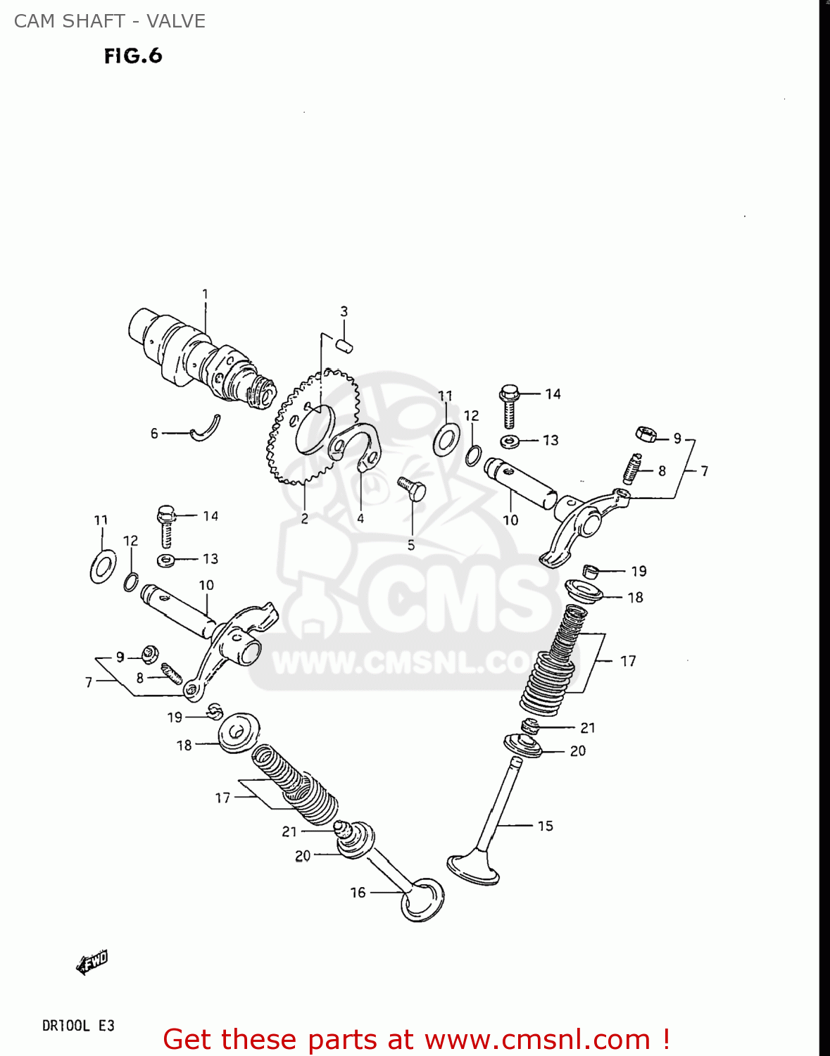 CAM SHAFT - VALVE DR100 1987 (H) USA (E03)