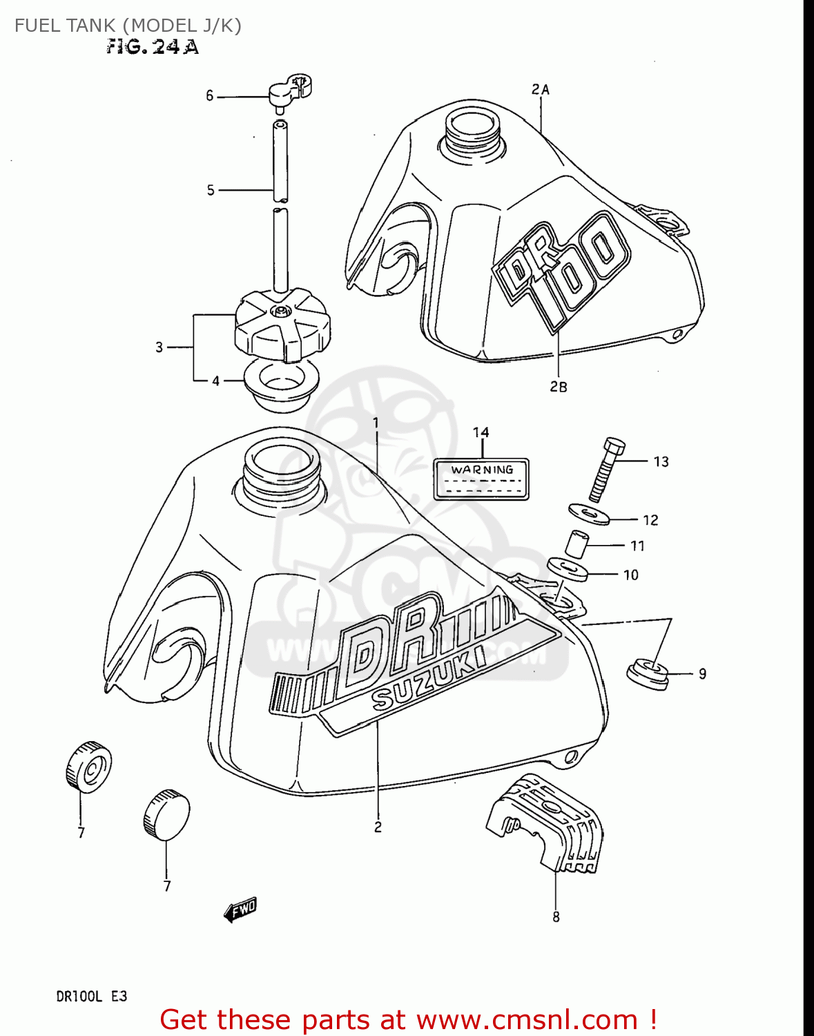 FUEL TANK (MODEL J/K) DR100 1987 (H) USA (E03)
