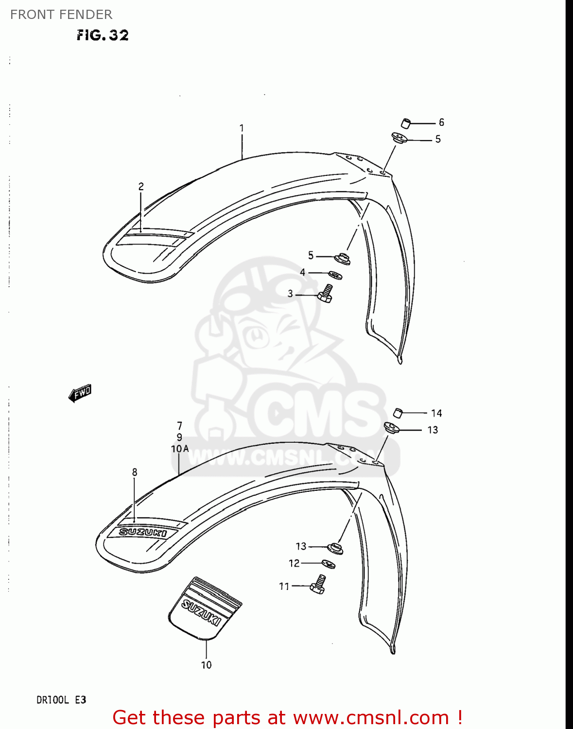 FRONT FENDER DR100 1988 (J) USA (E03)