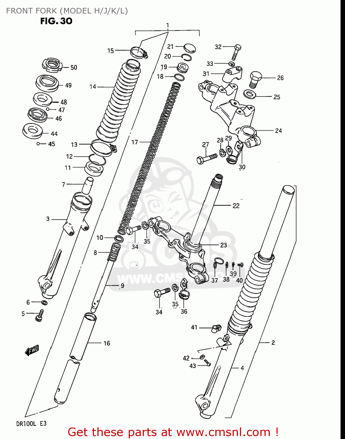 FRONT FORK (MODEL H/J/K/L) DR100 1988 (J) USA (E03)