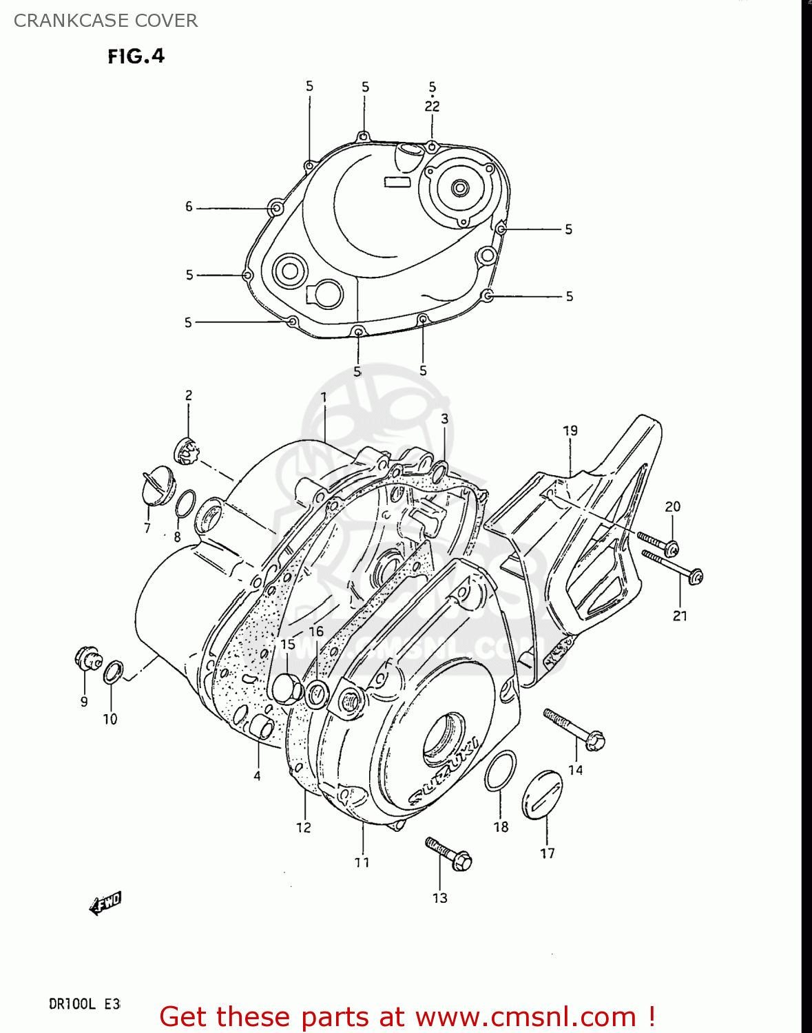 CRANKCASE COVER DR100 1989 (K) USA (E03)