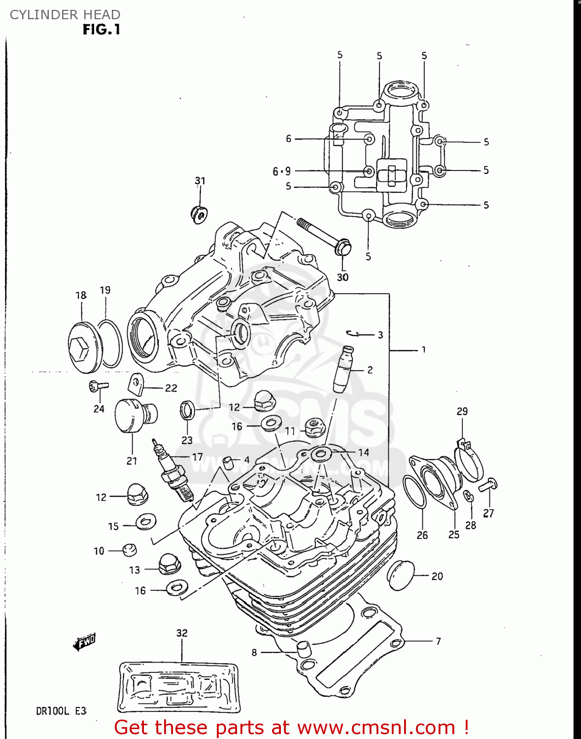 CYLINDER HEAD DR100 1990 (L) USA (E03)