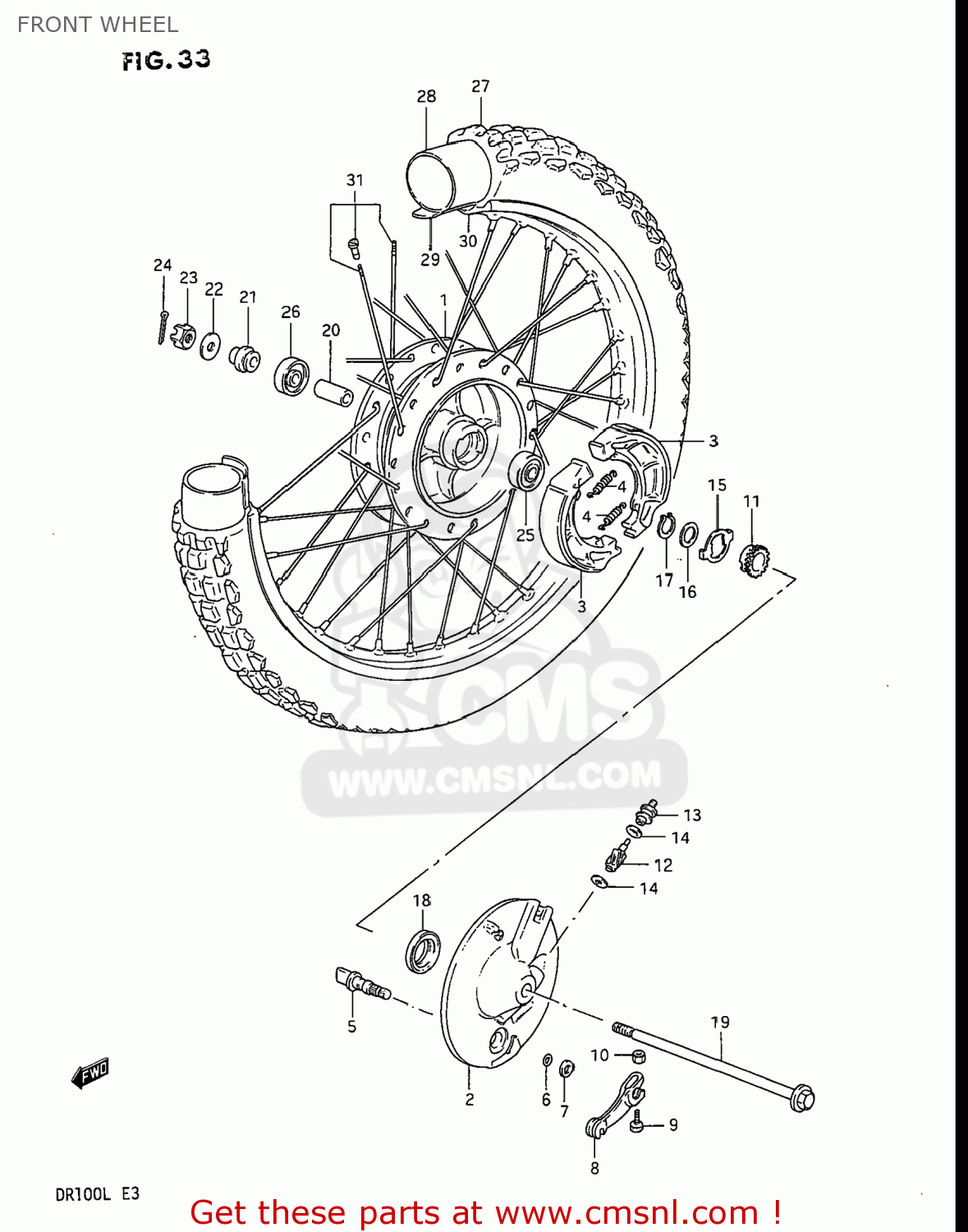 FRONT WHEEL DR100 1990 (L) USA (E03)