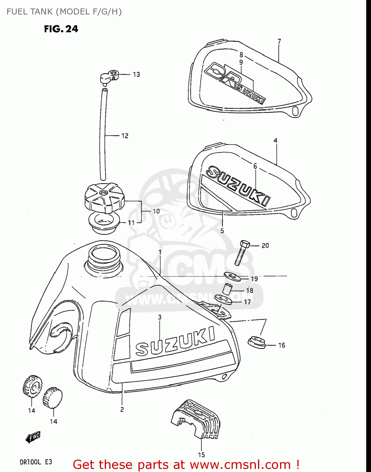 FUEL TANK (MODEL F/G/H) DR100 1990 (L) USA (E03)