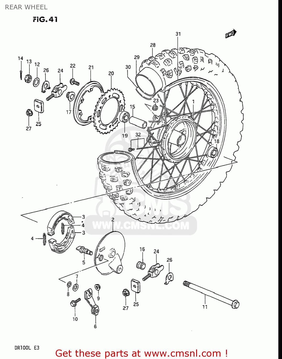 REAR WHEEL DR100 1990 (L) USA (E03)