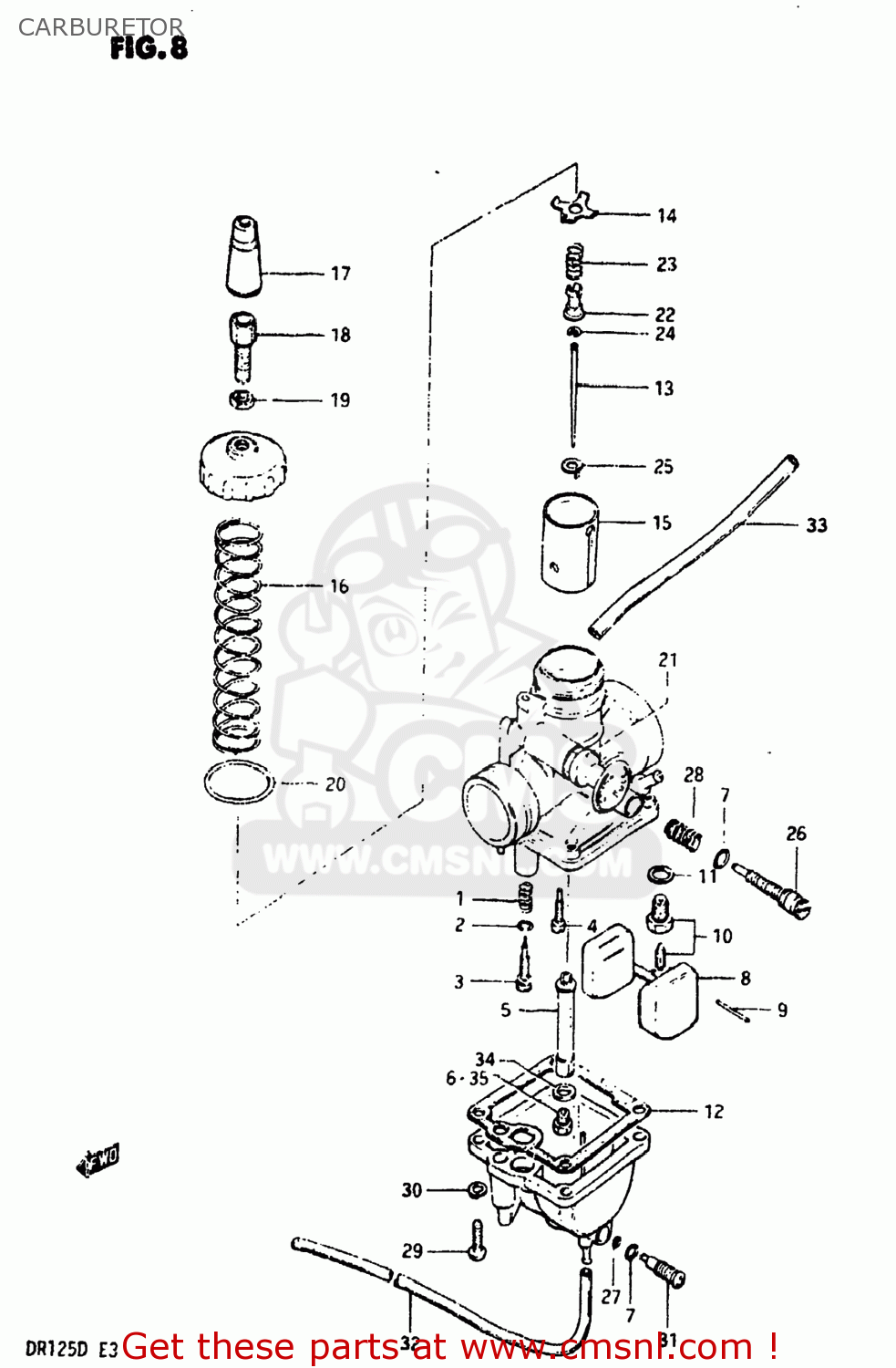 Suzuki DR125 1982 (Z) USA (E03) CARBURETOR - buy original CARBURETOR ...