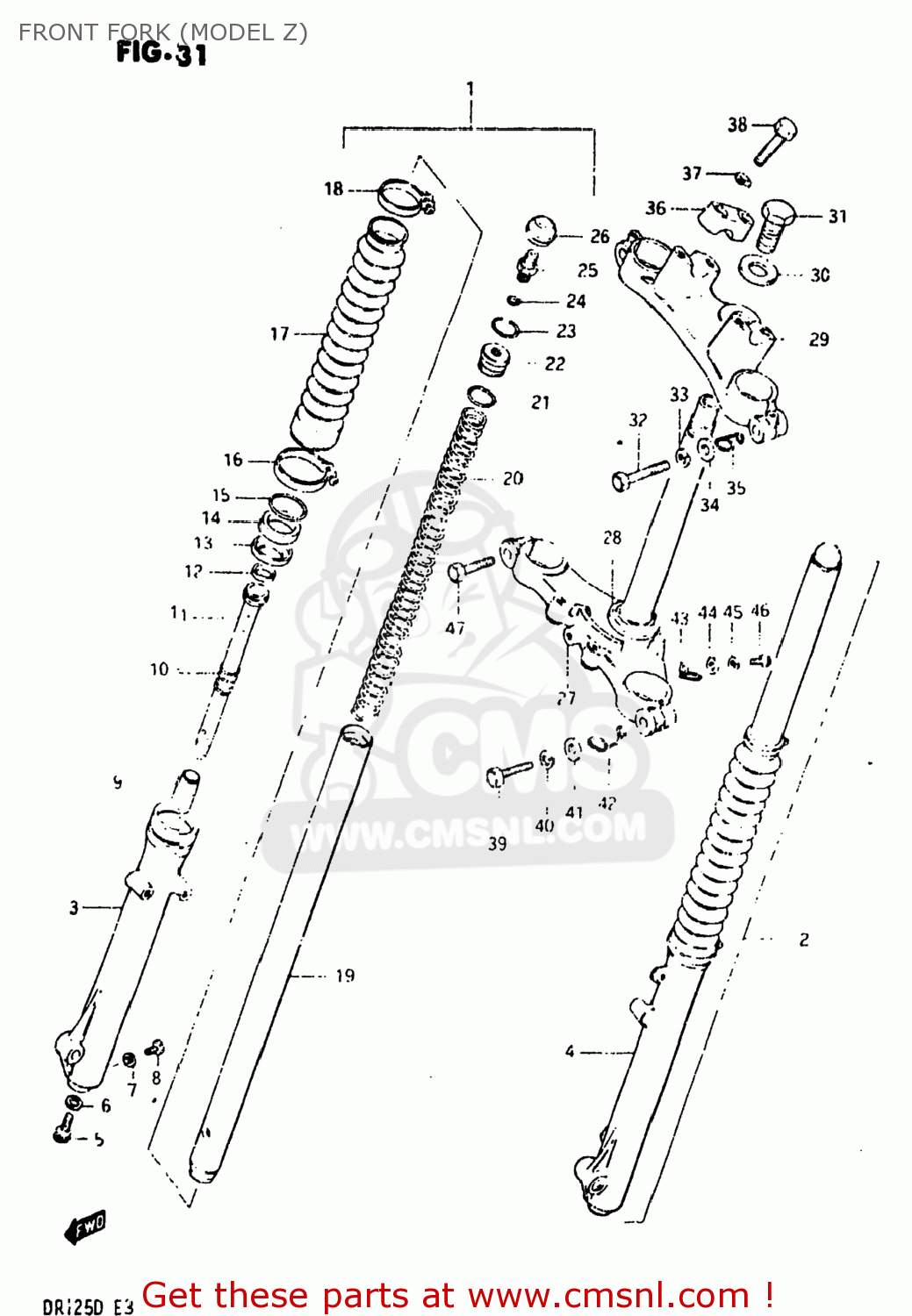 FRONT FORK (MODEL Z) DR125 1982 (Z) USA (E03)