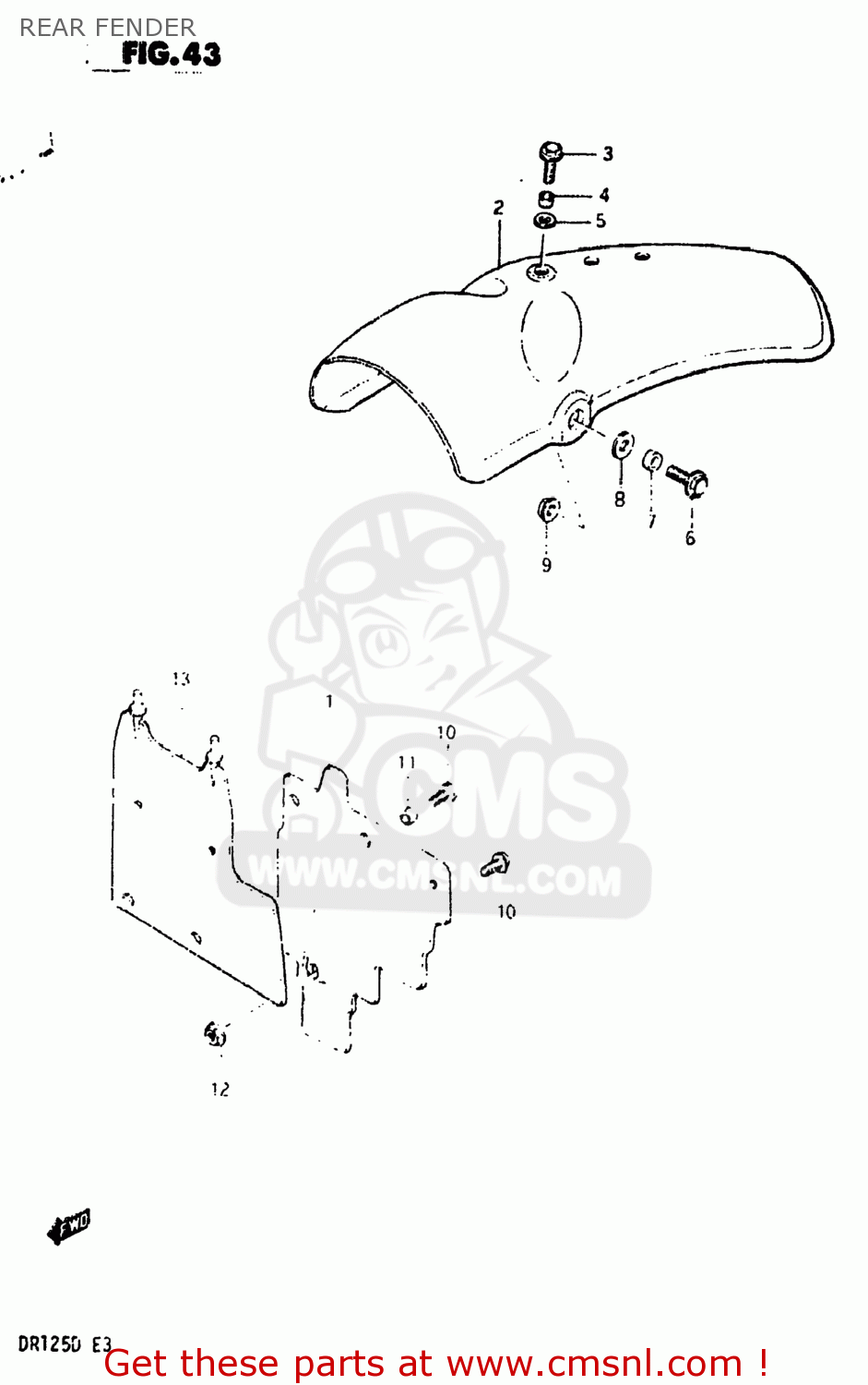 REAR FENDER DR125 1982 (Z) USA (E03)