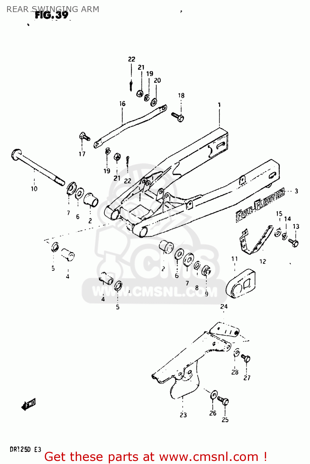 REAR SWINGING ARM DR125 1982 (Z) USA (E03)