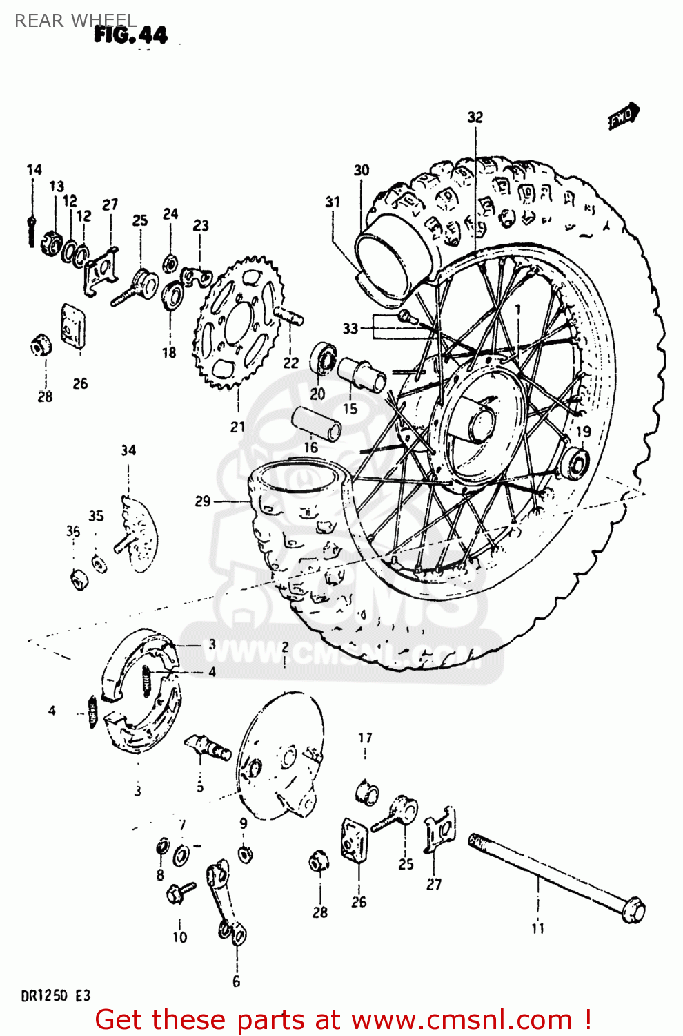 REAR WHEEL DR125 1982 (Z) USA (E03)