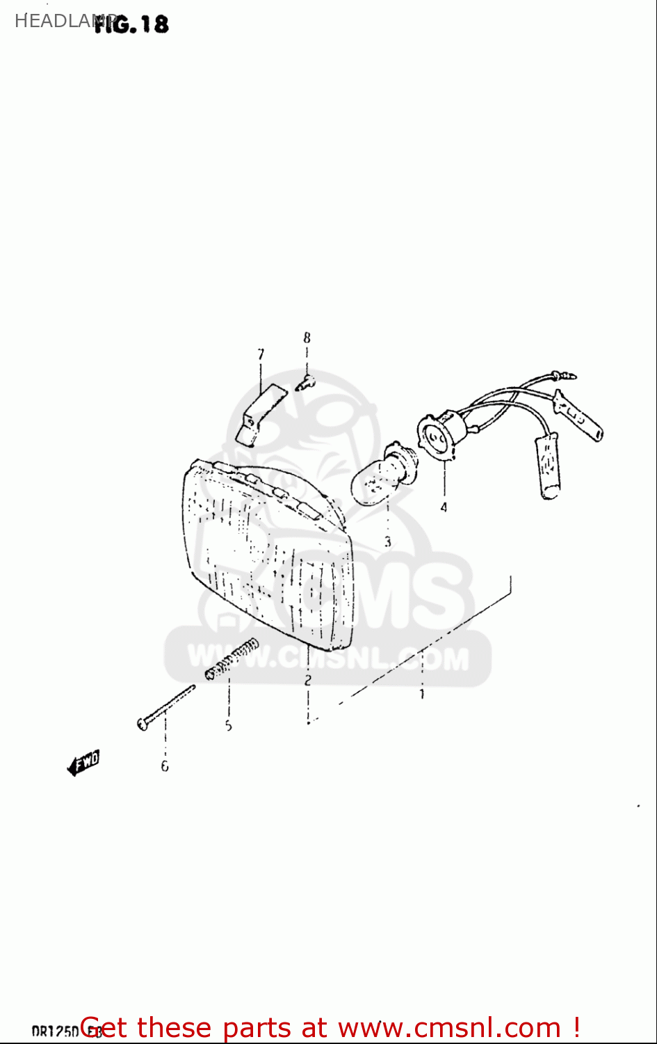 HEADLAMP DR125 1982 (Z) USA (E03)