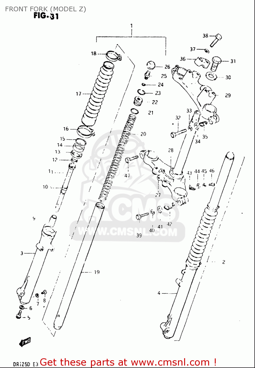 FRONT FORK (MODEL Z) DR125 1982 (Z) USA (E03)