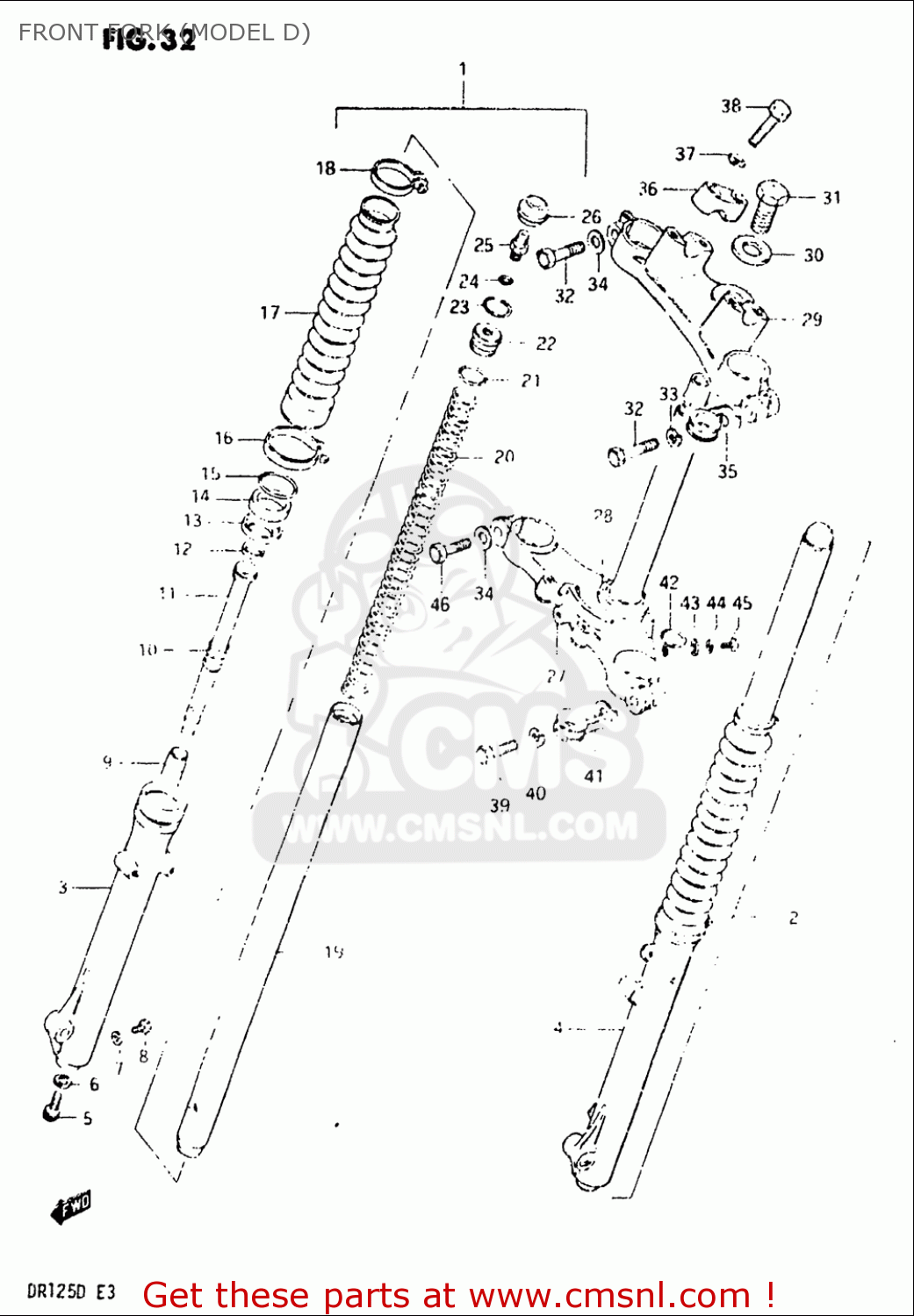 FRONT FORK (MODEL D) DR125 1982 (Z) USA (E03)