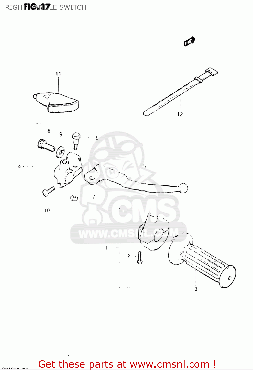RIGHT HANDLE SWITCH DR125 1982 (Z) USA (E03)