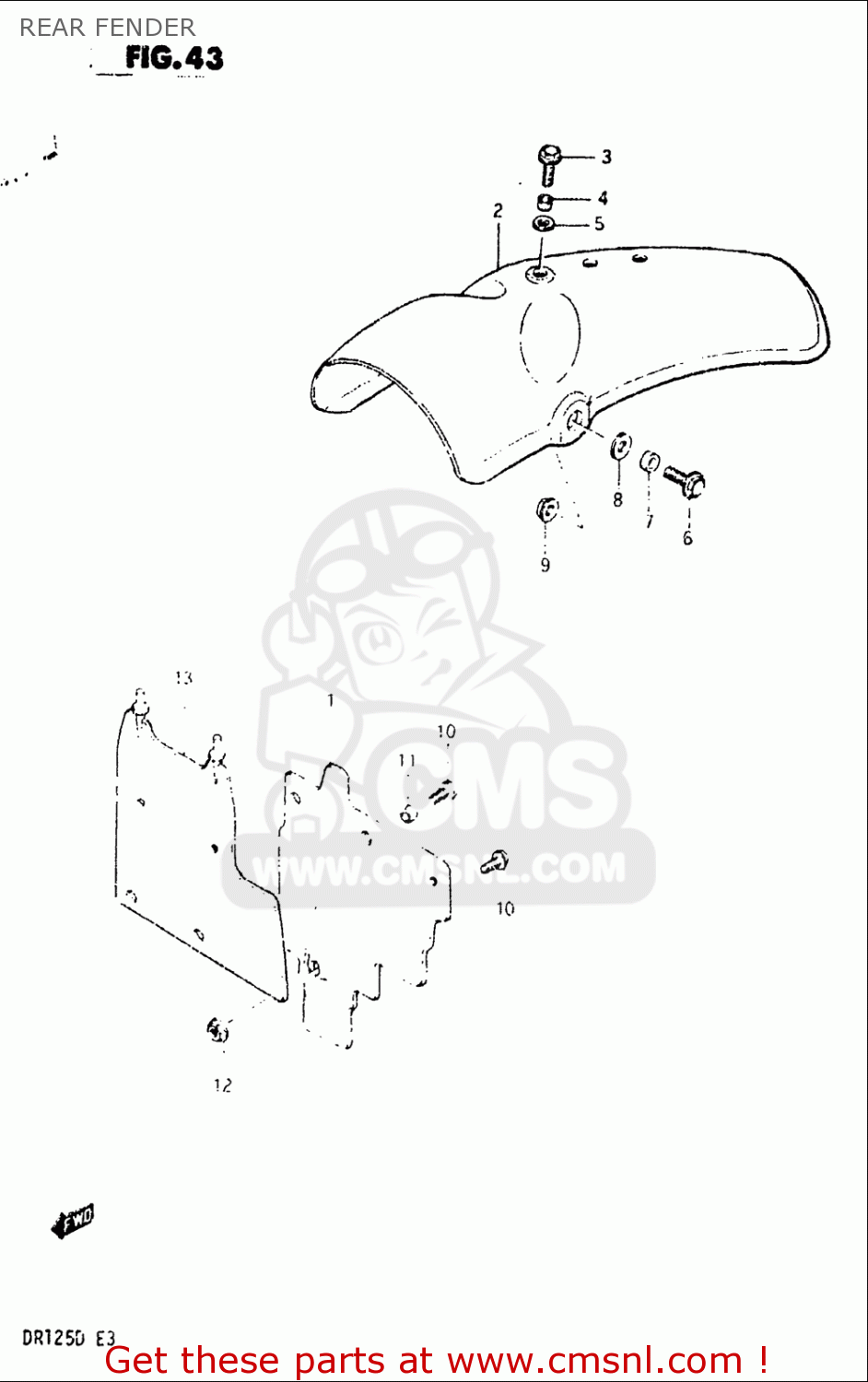 REAR FENDER DR125 1982 (Z) USA (E03)