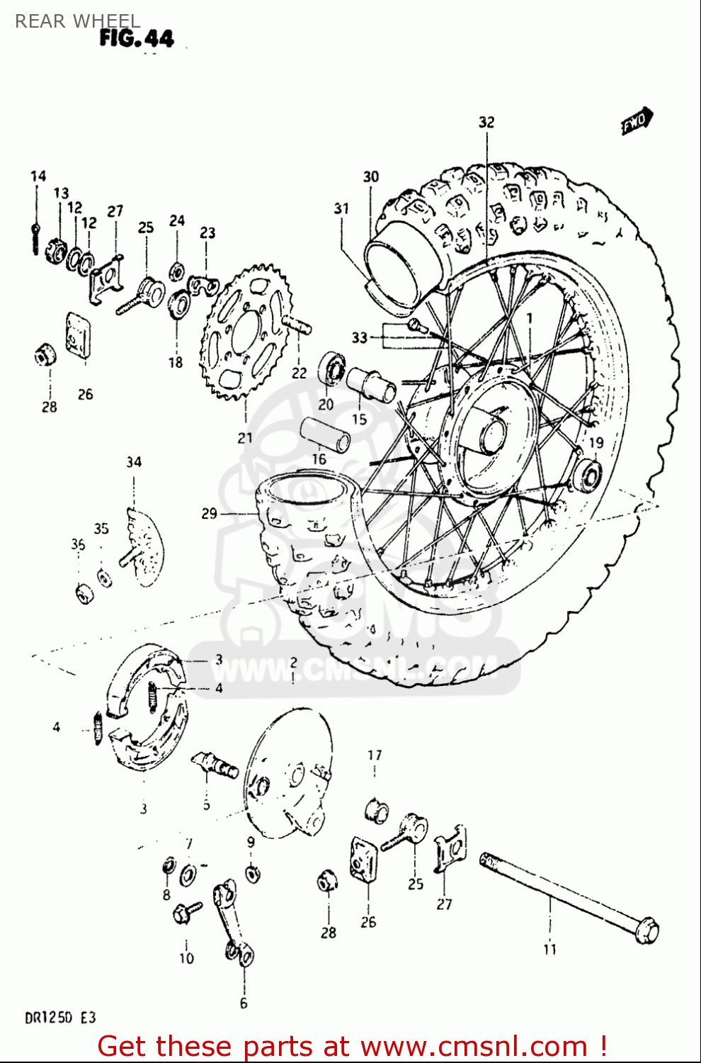 REAR WHEEL DR125 1982 (Z) USA (E03)