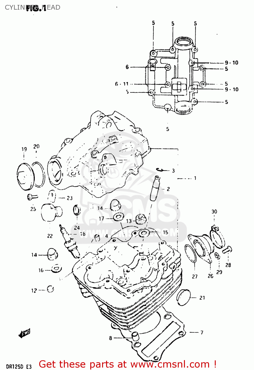CYLINDER HEAD DR125 1983 (D) USA (E03)