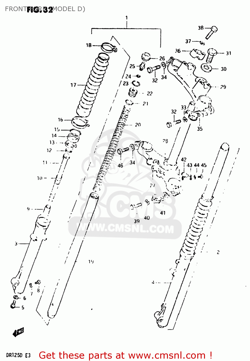 FRONT FORK (MODEL D) DR125 1983 (D) USA (E03)