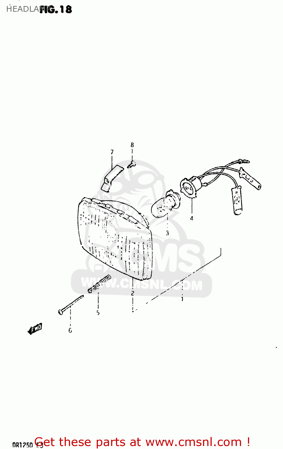 HEADLAMP DR125 1983 (D) USA (E03)