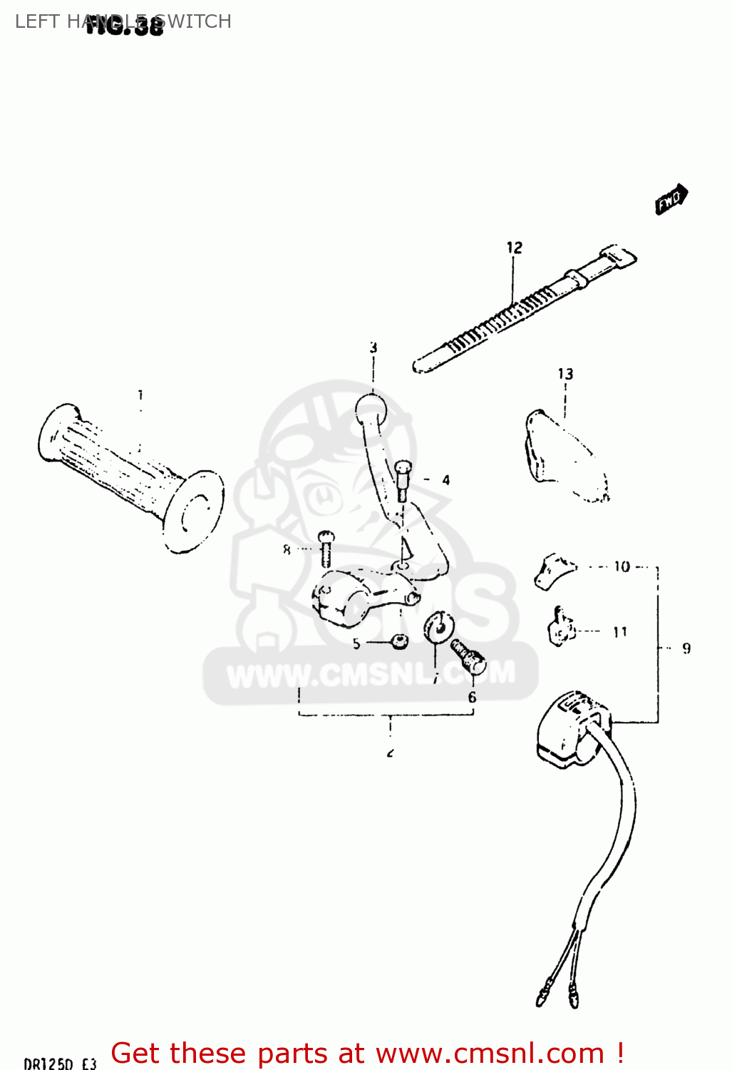 LEFT HANDLE SWITCH DR125 1983 (D) USA (E03)