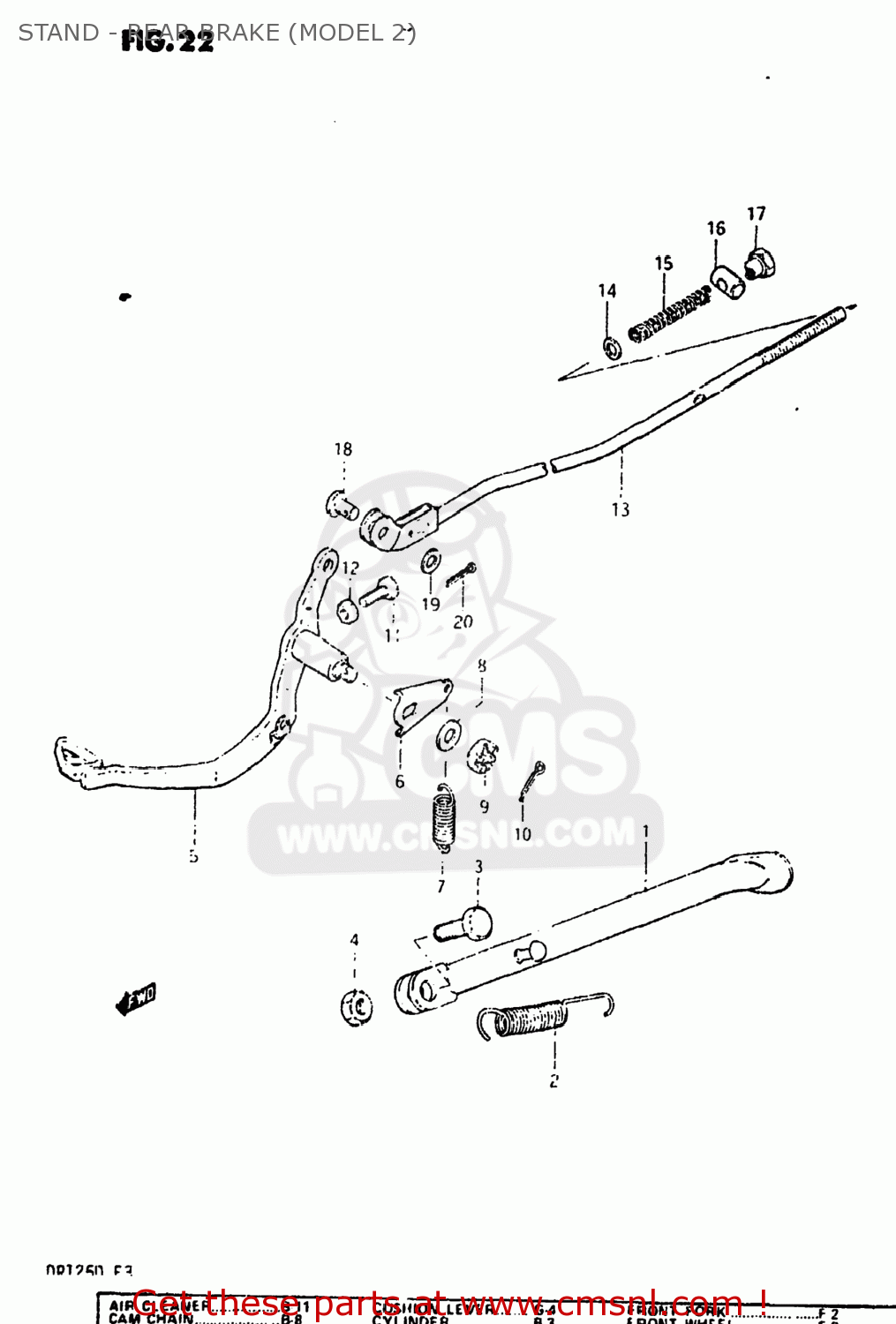 STAND - REAR BRAKE (MODEL 2) DR125 1983 (D) USA (E03)