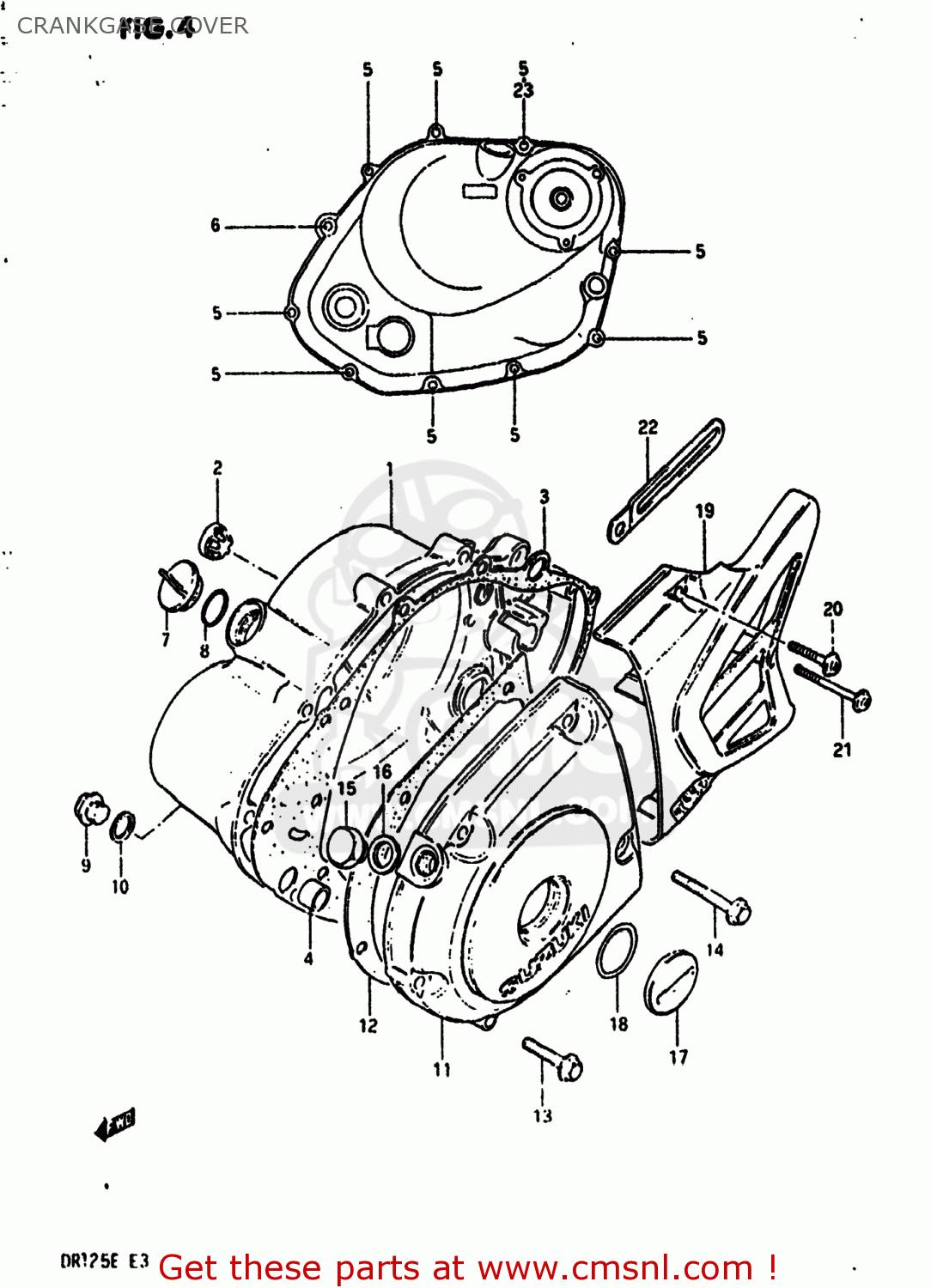CRANKGASE COVER DR125 1984 (E) USA (E03)