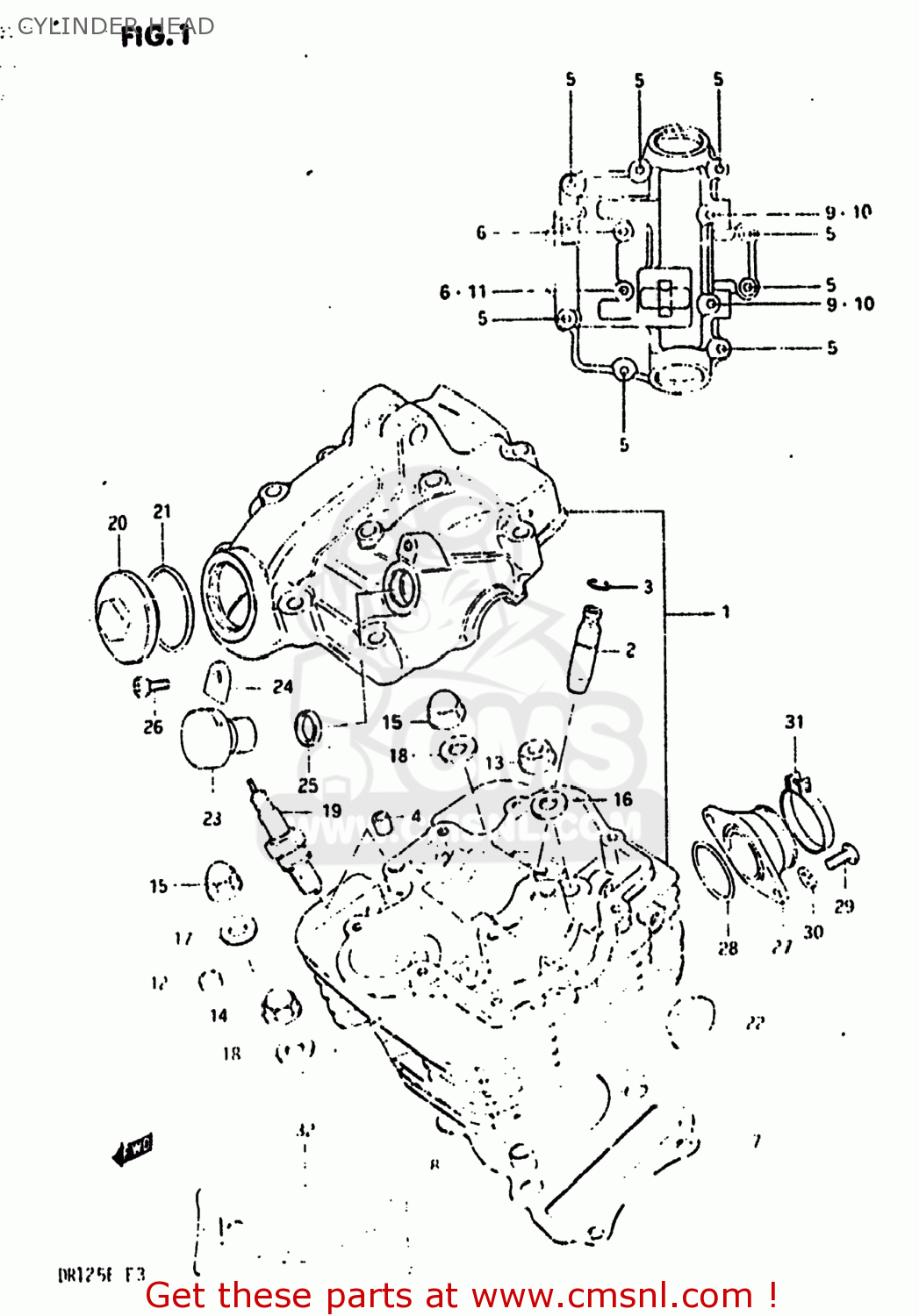 CYLINDER HEAD DR125 1984 (E) USA (E03)