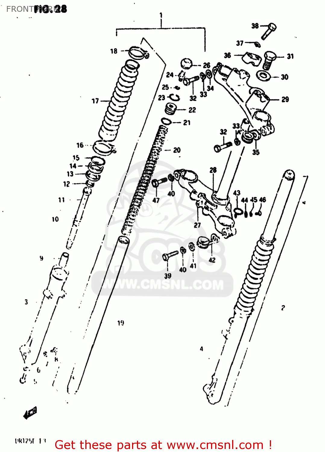 FRONT FORK DR125 1984 (E) USA (E03)