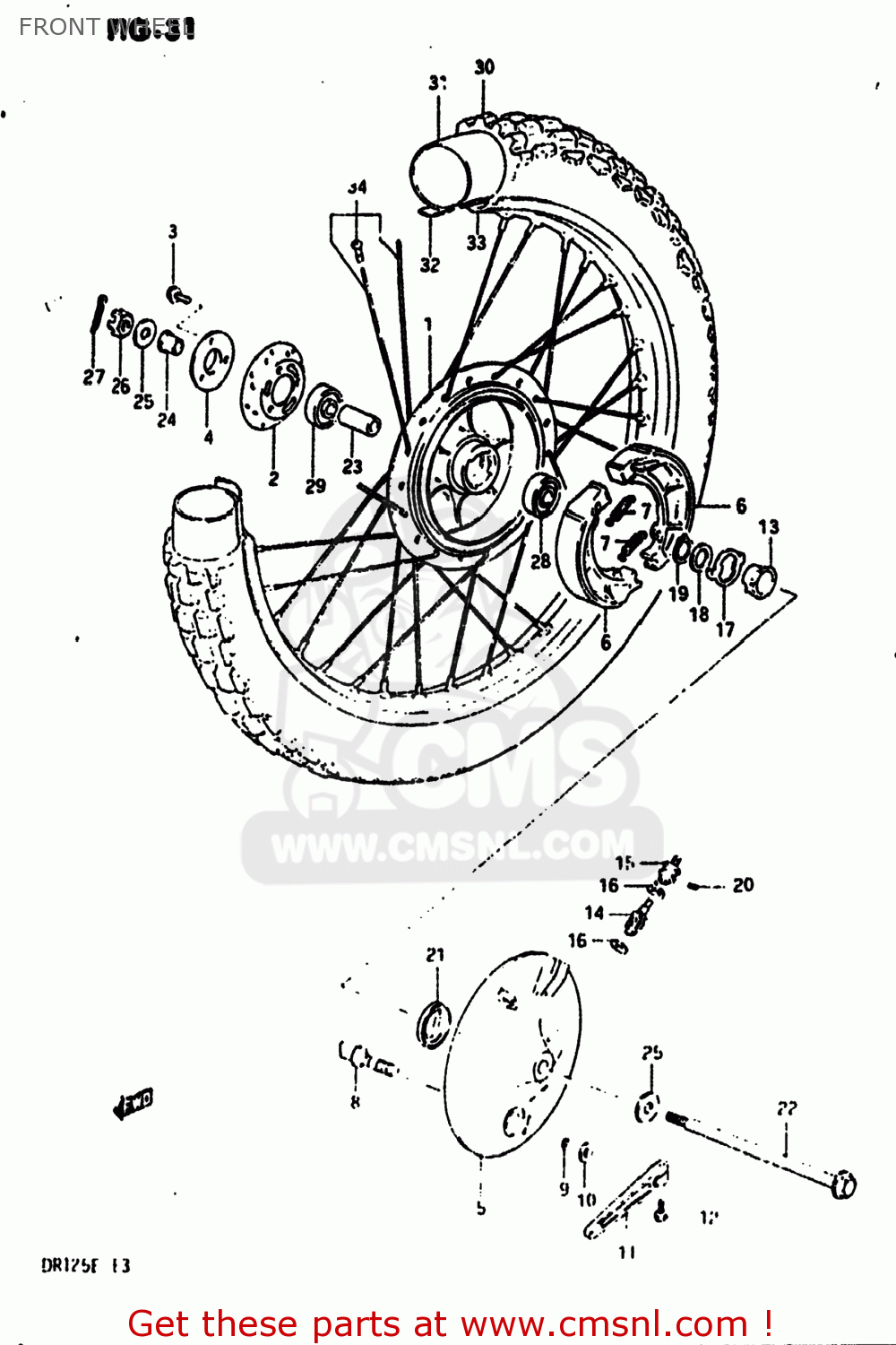FRONT WHEEL DR125 1984 (E) USA (E03)
