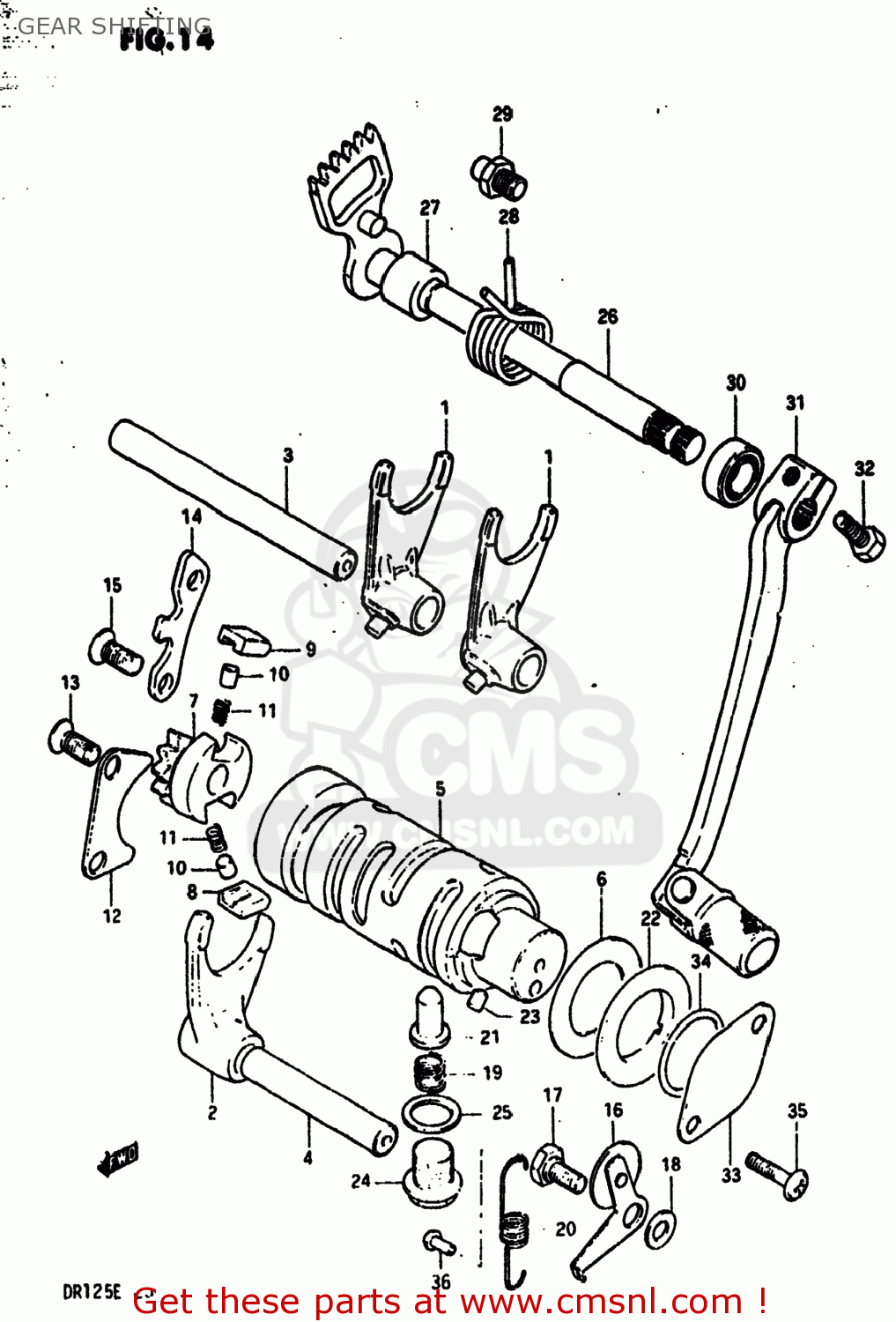GEAR SHIFTING DR125 1984 (E) USA (E03)
