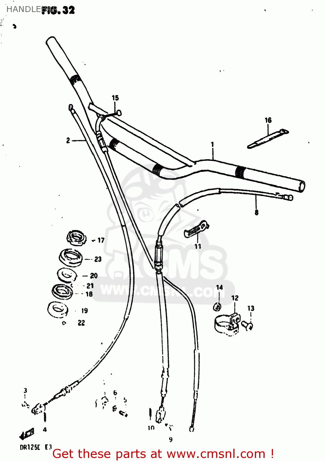 HANDLEBAR DR125 1984 (E) USA (E03)