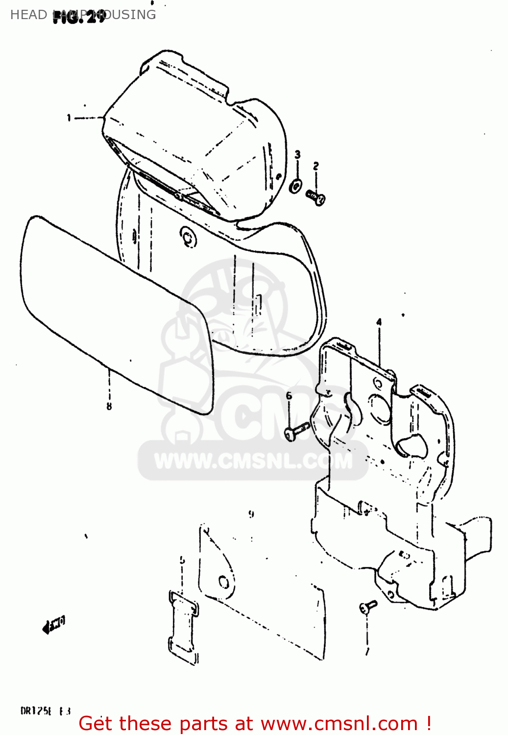 HEAD LAMP HOUSING DR125 1984 (E) USA (E03)
