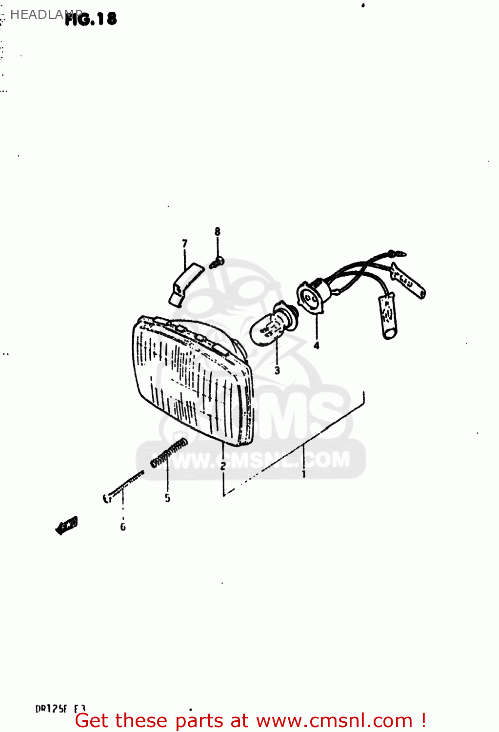 HEADLAMP DR125 1984 (E) USA (E03)