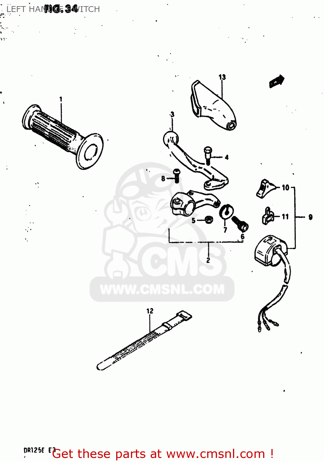 LEFT HANDLE SWITCH DR125 1984 (E) USA (E03)