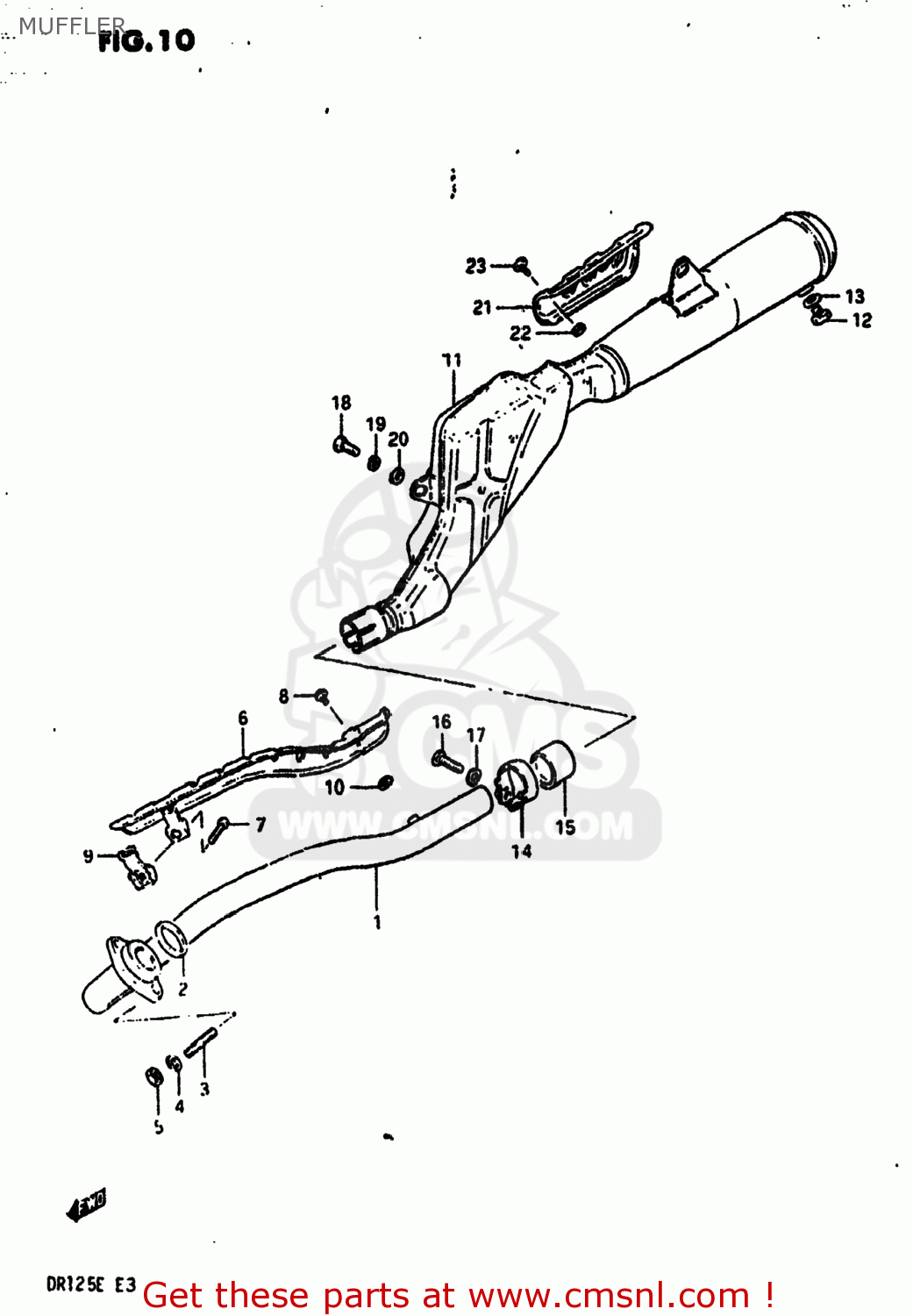 MUFFLER DR125 1984 (E) USA (E03)