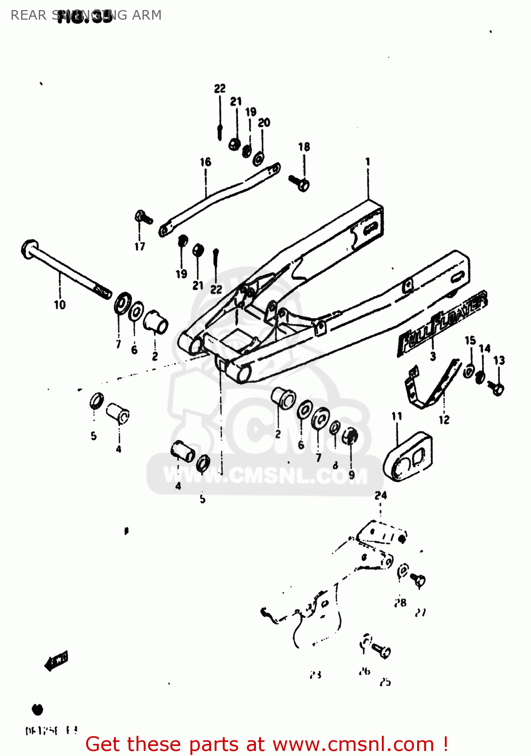 REAR SWINGING ARM DR125 1984 (E) USA (E03)