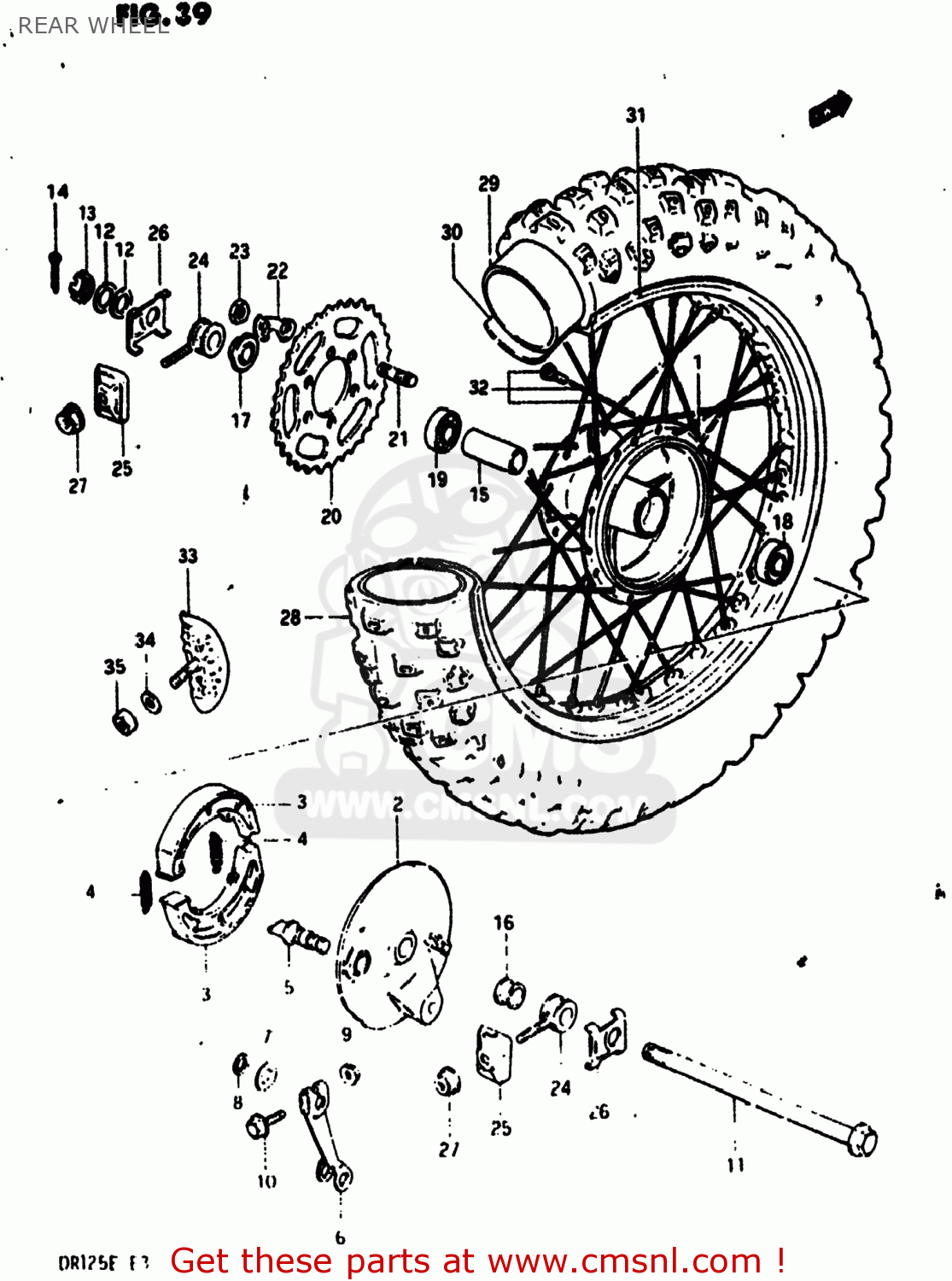 REAR WHEEL DR125 1984 (E) USA (E03)