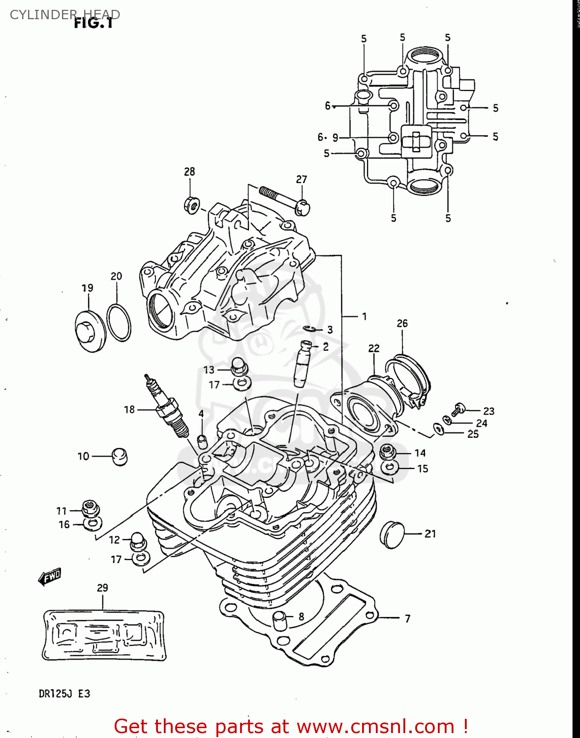 Suzuki DR125 1986 (G) USA (E03) CYLINDER HEAD - buy original CYLINDER ...