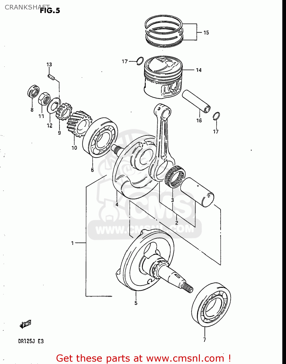 CRANKSHAFT DR125 1986 (G) USA (E03)