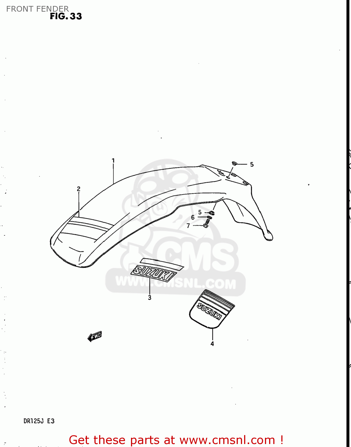 FRONT FENDER DR125 1986 (G) USA (E03)
