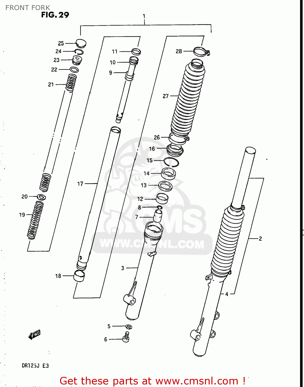 FRONT FORK DR125 1986 (G) USA (E03)