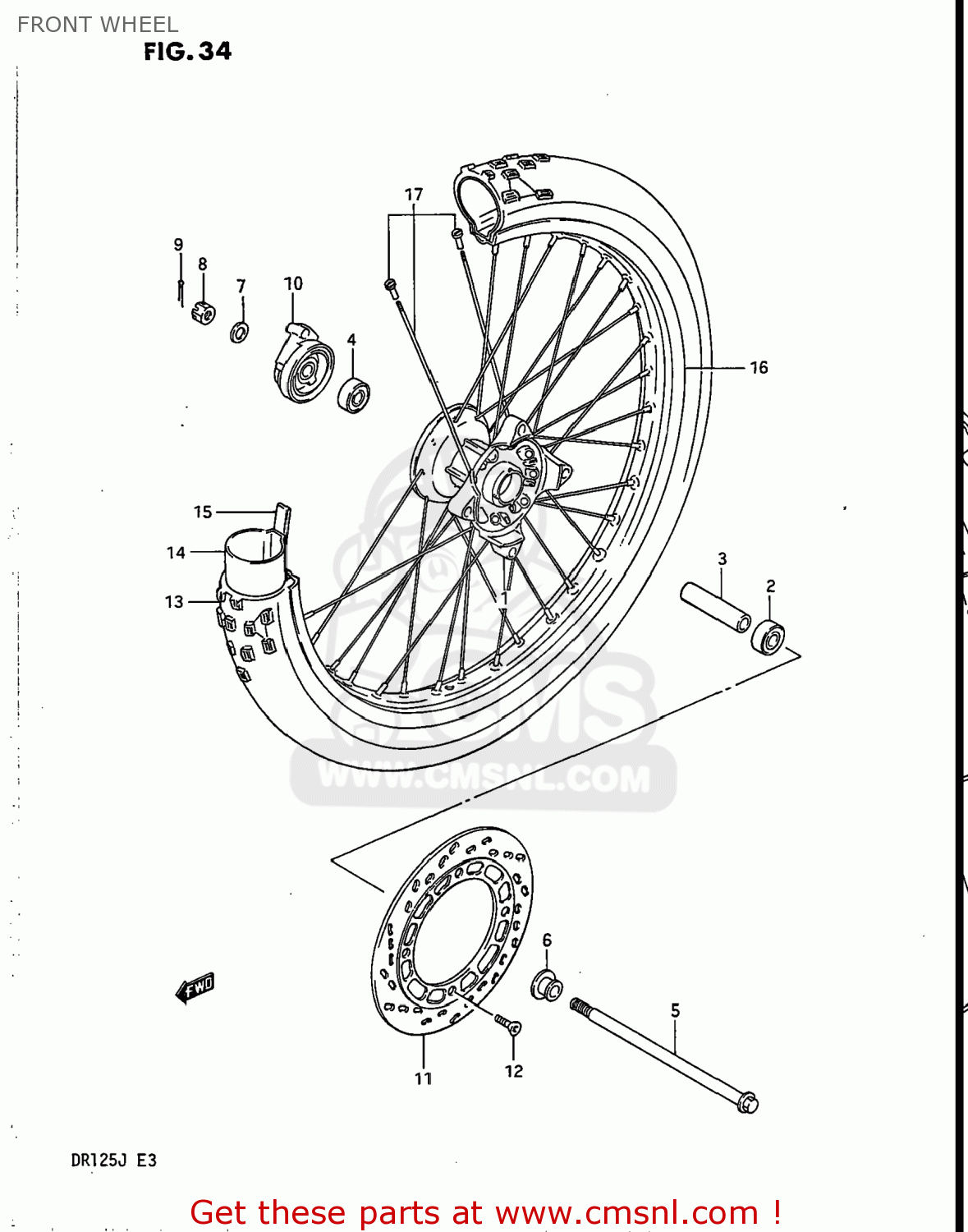 FRONT WHEEL DR125 1986 (G) USA (E03)