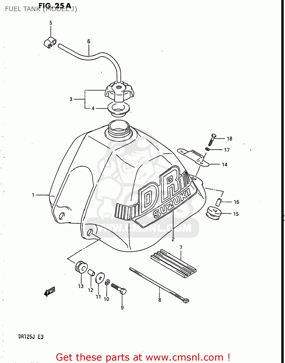 FUEL TANK (MODEL J) DR125 1986 (G) USA (E03)