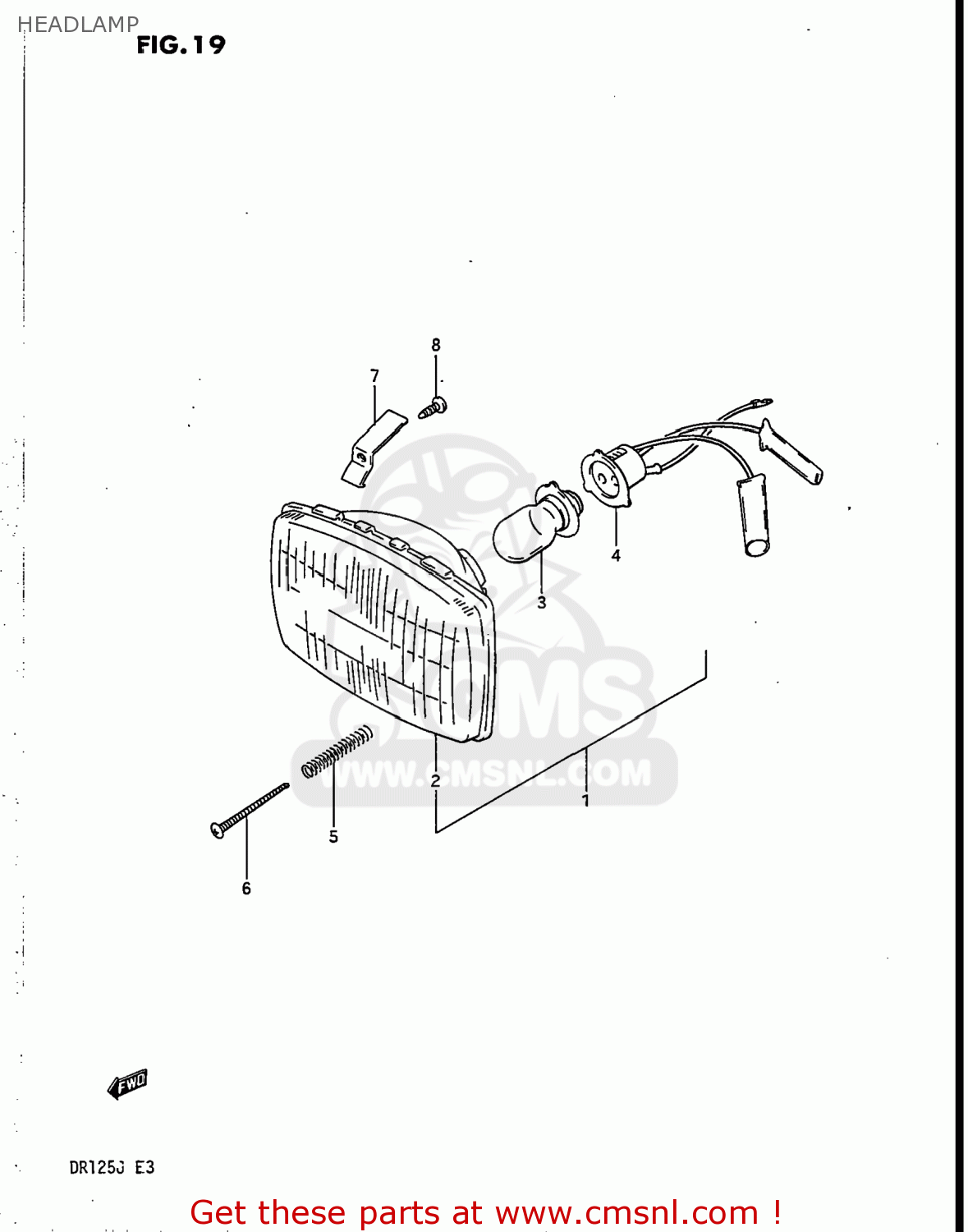 HEADLAMP DR125 1986 (G) USA (E03)