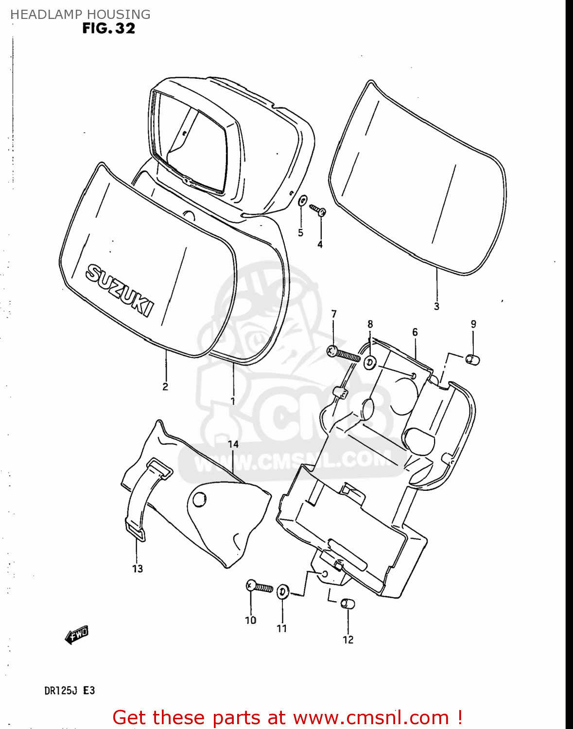 HEADLAMP HOUSING DR125 1986 (G) USA (E03)