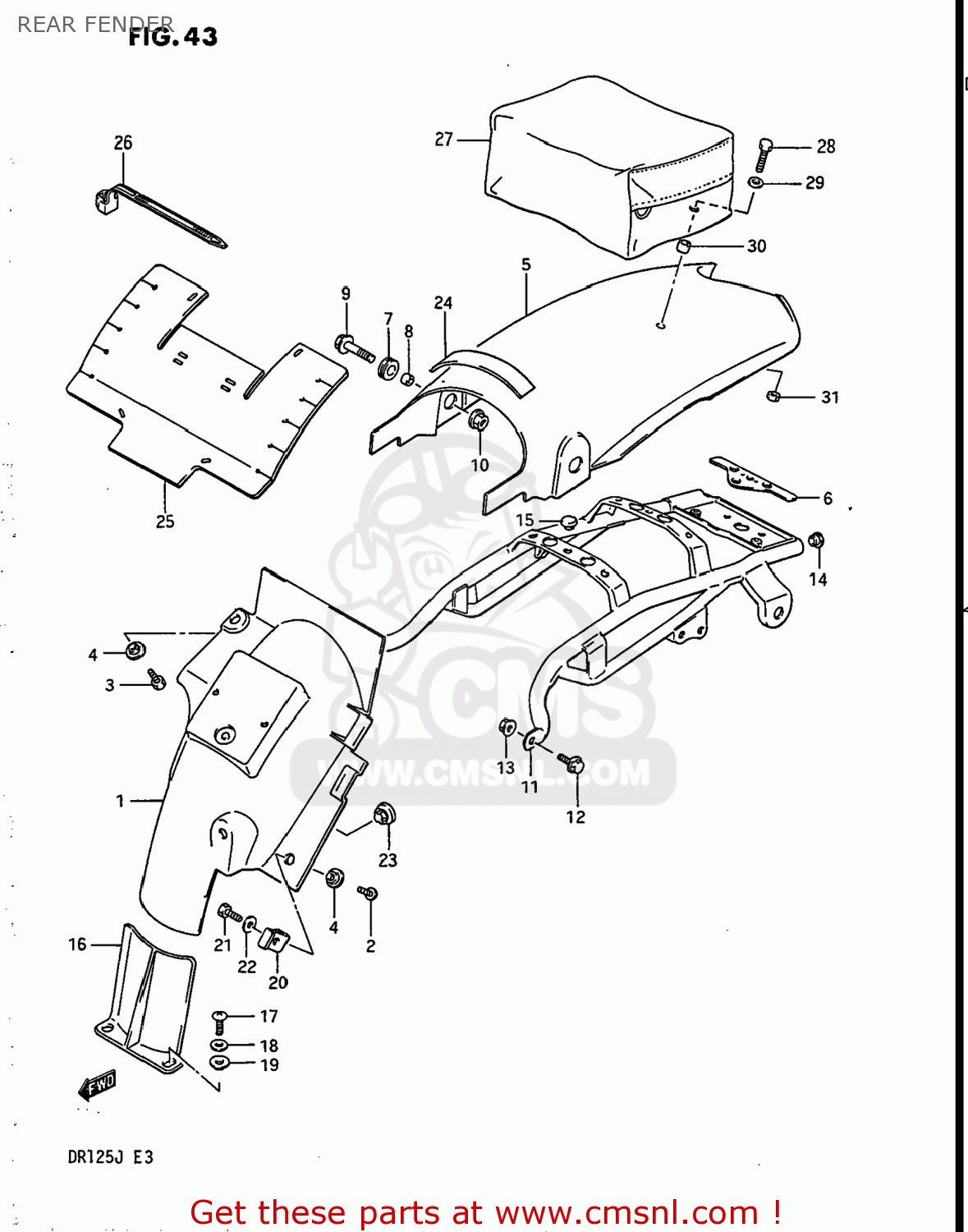 REAR FENDER DR125 1986 (G) USA (E03)